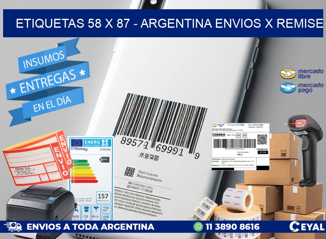 ETIQUETAS 58 x 87 - ARGENTINA ENVIOS X REMISE