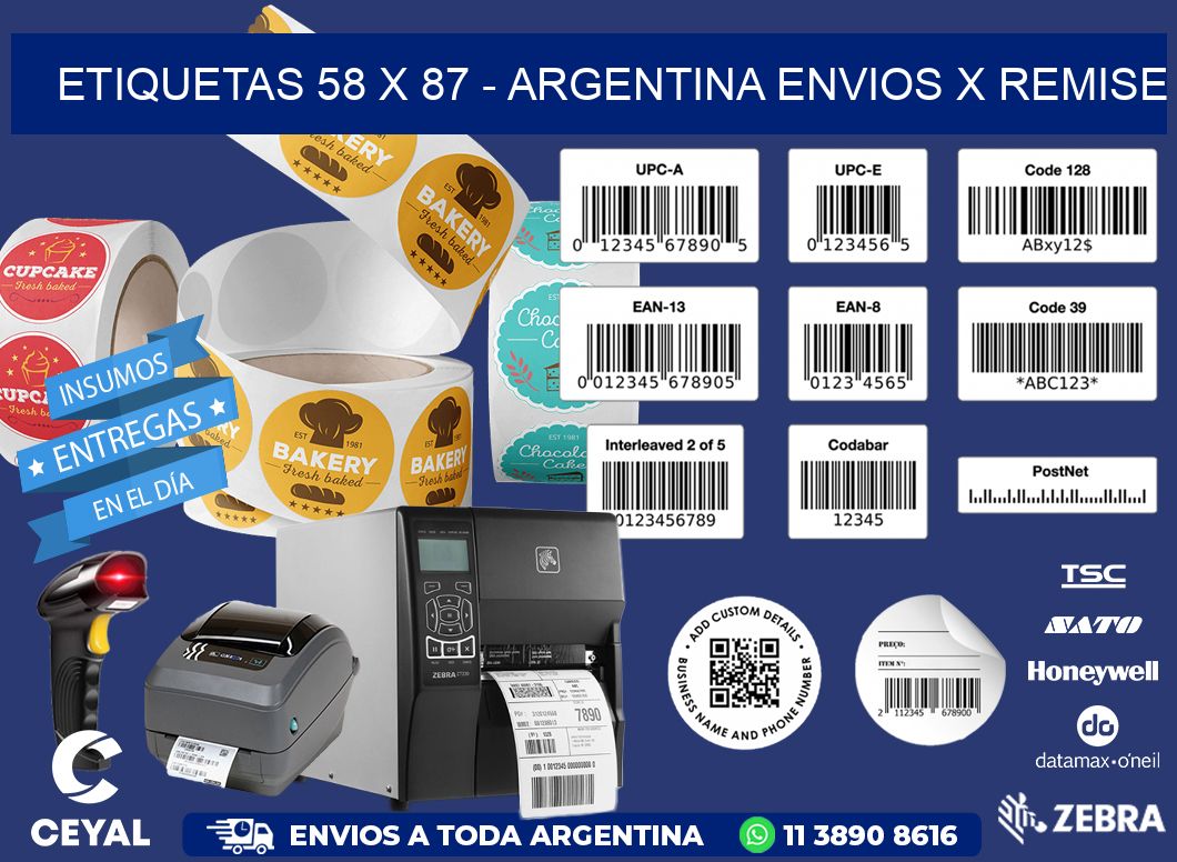 ETIQUETAS 58 x 87 - ARGENTINA ENVIOS X REMISE