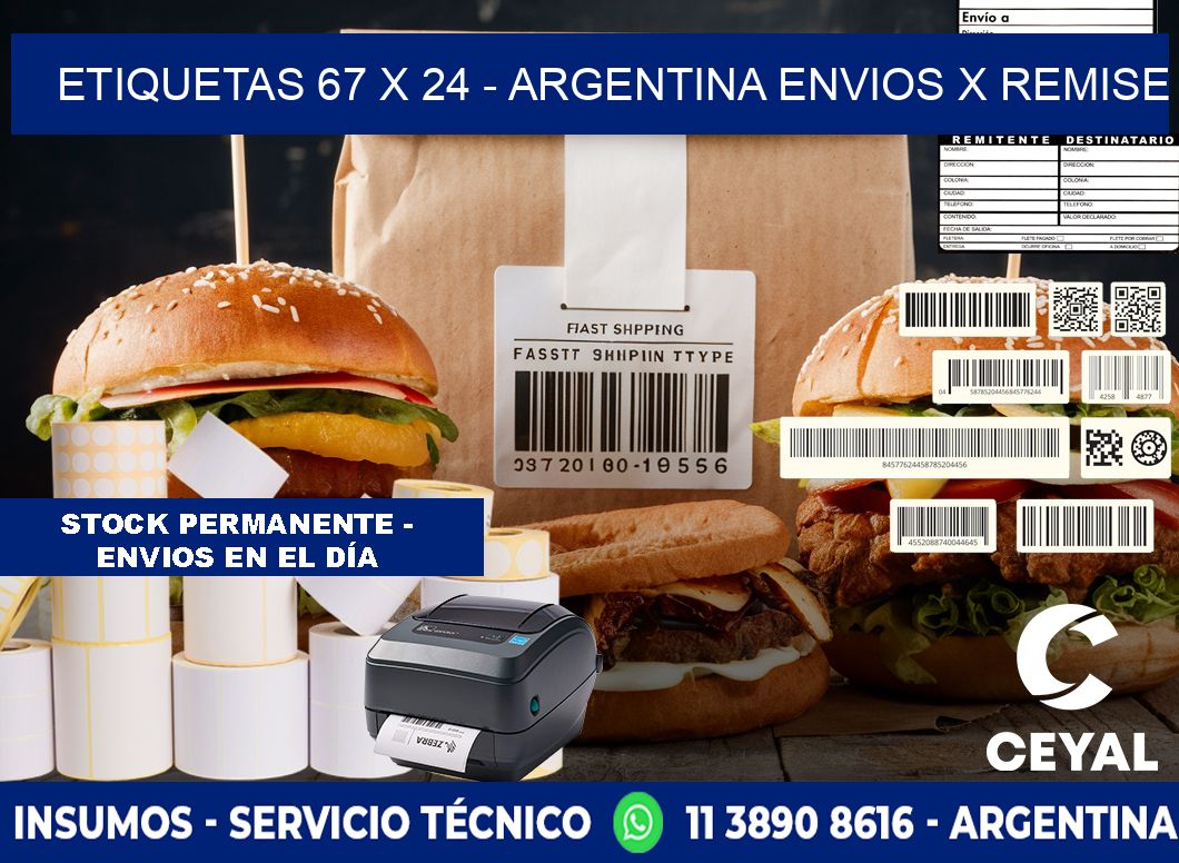 ETIQUETAS 67 x 24 - ARGENTINA ENVIOS X REMISE