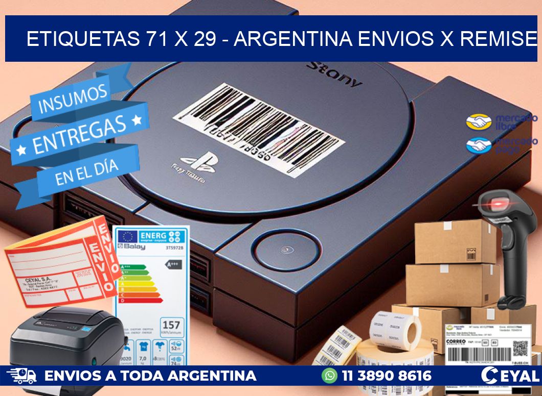 ETIQUETAS 71 x 29 - ARGENTINA ENVIOS X REMISE