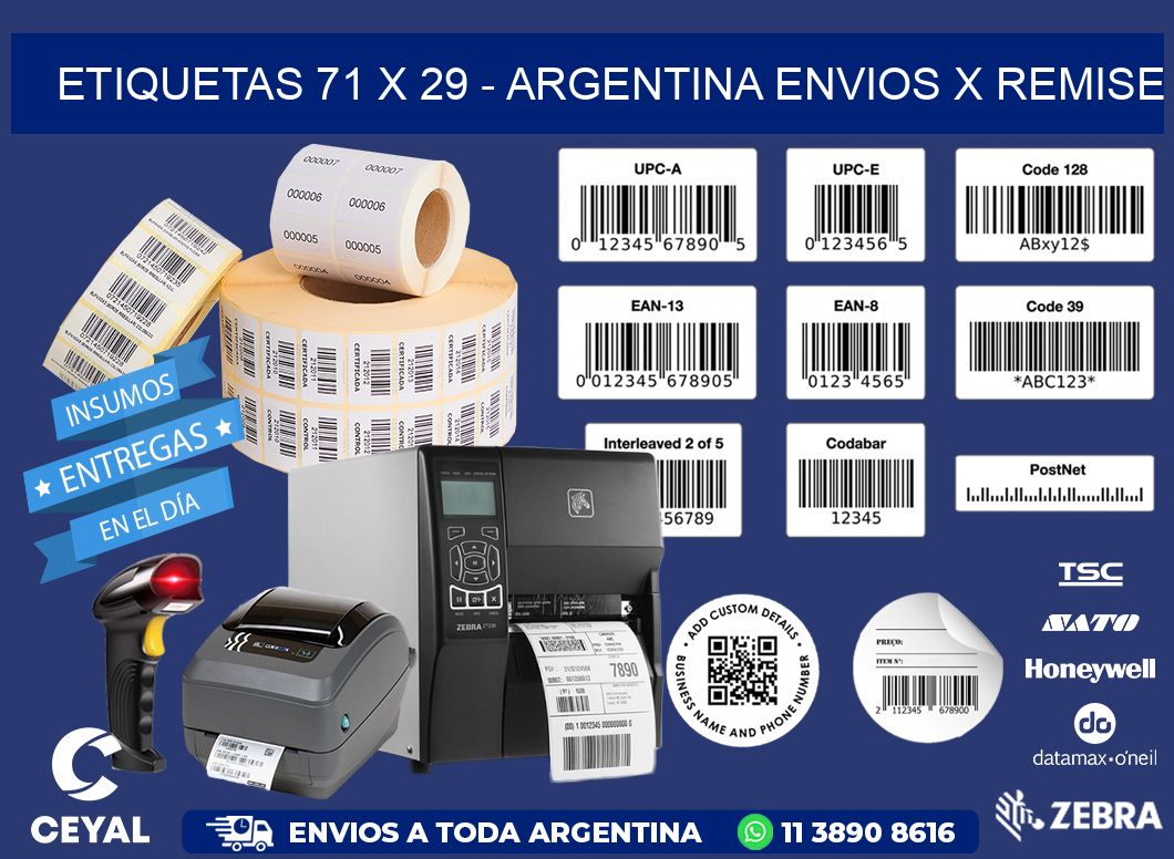 ETIQUETAS 71 x 29 - ARGENTINA ENVIOS X REMISE