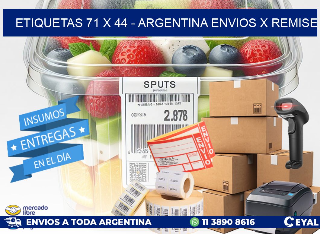 ETIQUETAS 71 x 44 - ARGENTINA ENVIOS X REMISE