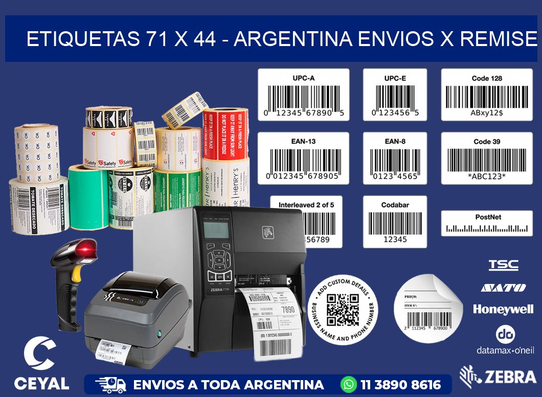 ETIQUETAS 71 x 44 - ARGENTINA ENVIOS X REMISE