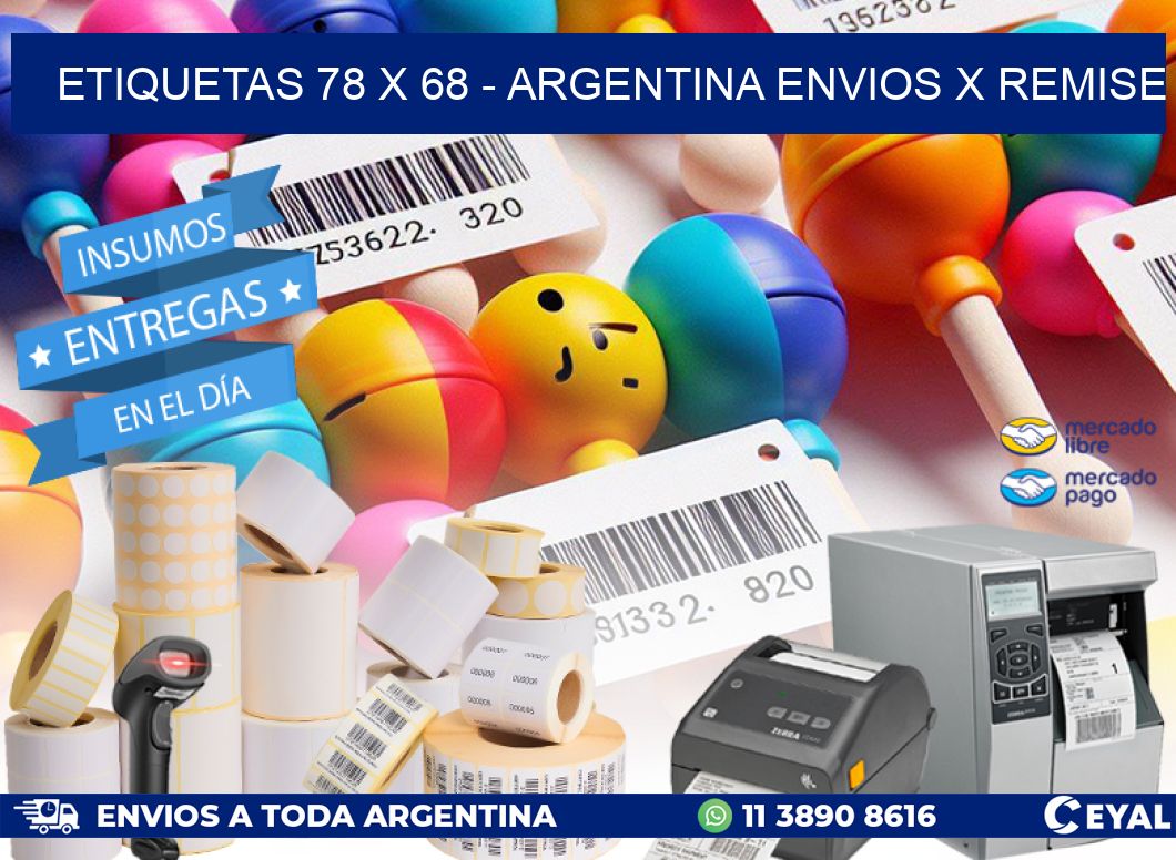 ETIQUETAS 78 x 68 - ARGENTINA ENVIOS X REMISE