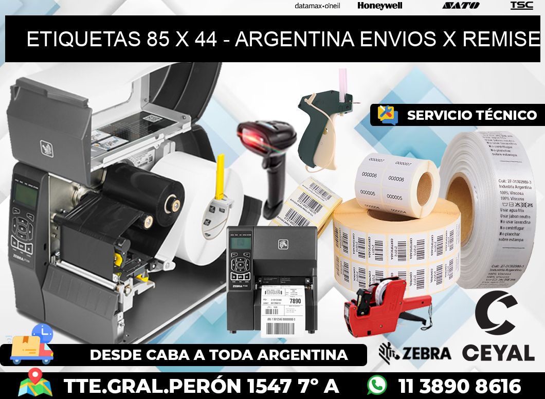 ETIQUETAS 85 x 44 - ARGENTINA ENVIOS X REMISE