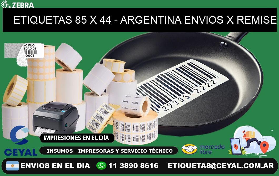 ETIQUETAS 85 x 44 - ARGENTINA ENVIOS X REMISE