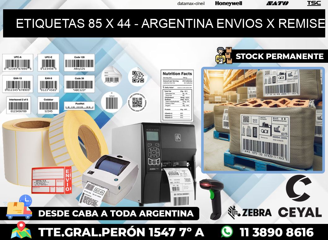 ETIQUETAS 85 x 44 – ARGENTINA ENVIOS X REMISE