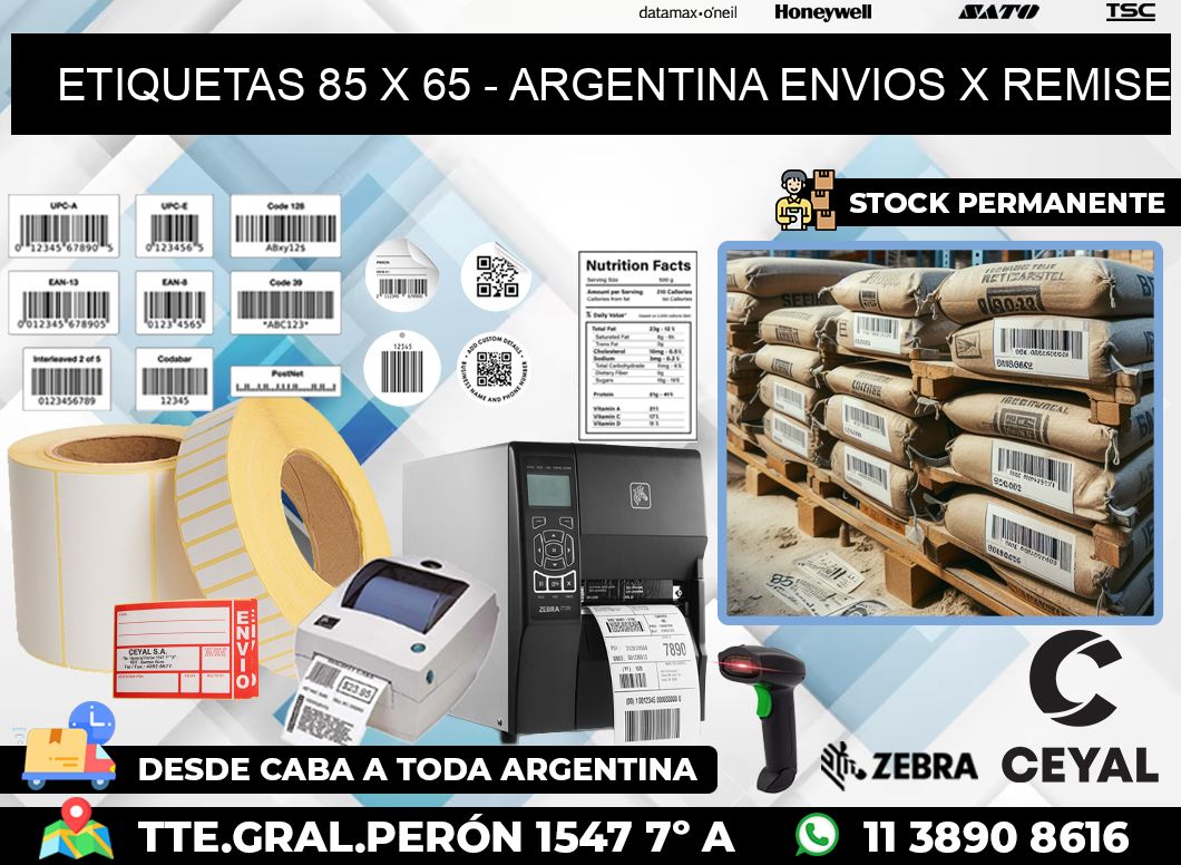 ETIQUETAS 85 x 65 – ARGENTINA ENVIOS X REMISE