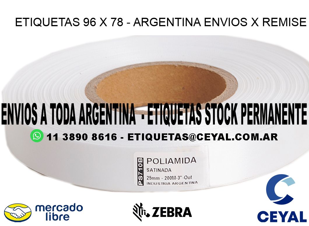 ETIQUETAS 96 x 78 - ARGENTINA ENVIOS X REMISE