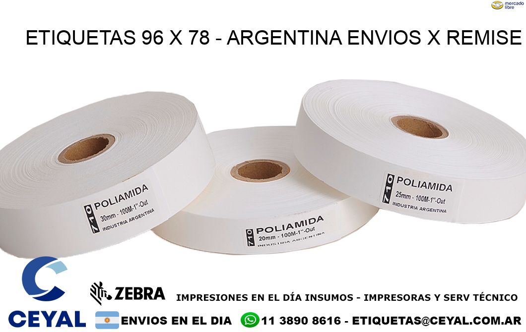 ETIQUETAS 96 x 78 - ARGENTINA ENVIOS X REMISE