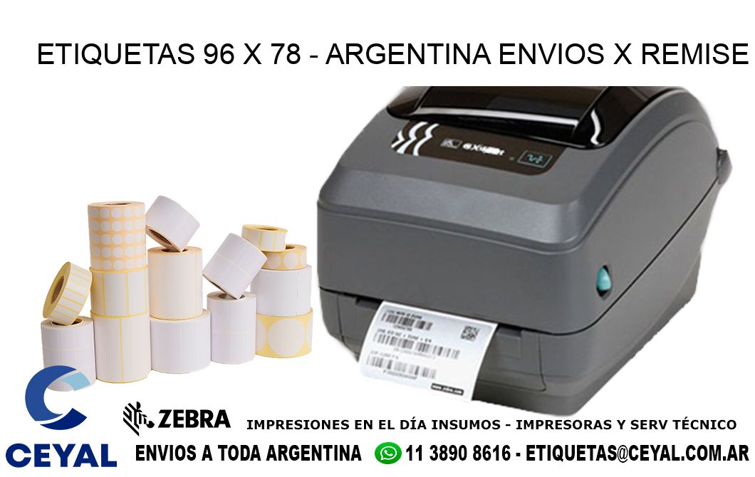 ETIQUETAS 96 x 78 - ARGENTINA ENVIOS X REMISE