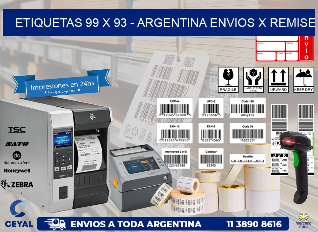 ETIQUETAS 99 x 93 - ARGENTINA ENVIOS X REMISE