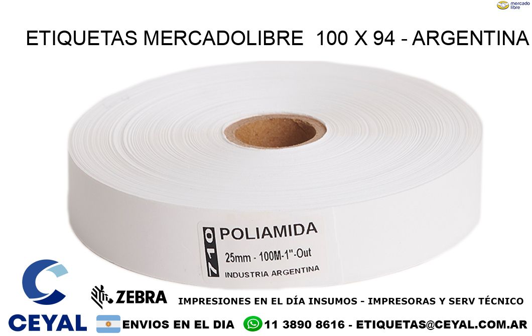 ETIQUETAS MERCADOLIBRE 100 x 94 - ARGENTINA