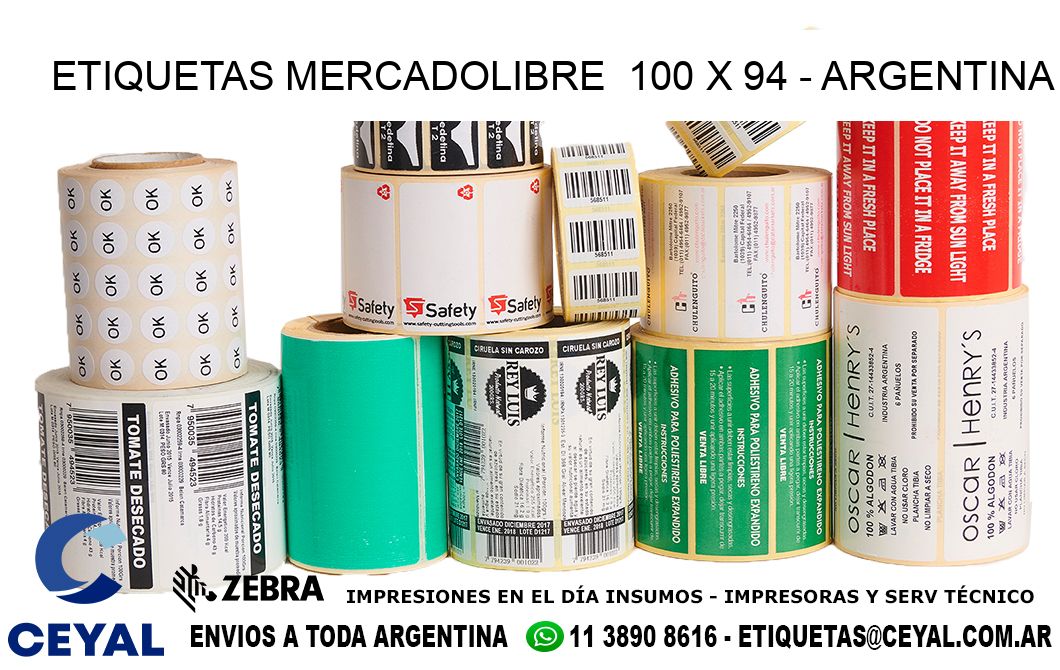 ETIQUETAS MERCADOLIBRE 100 x 94 - ARGENTINA