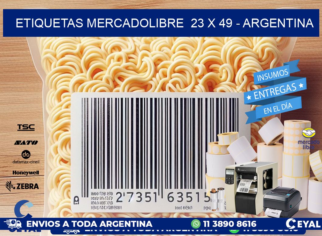 ETIQUETAS MERCADOLIBRE  23 x 49 - ARGENTINA