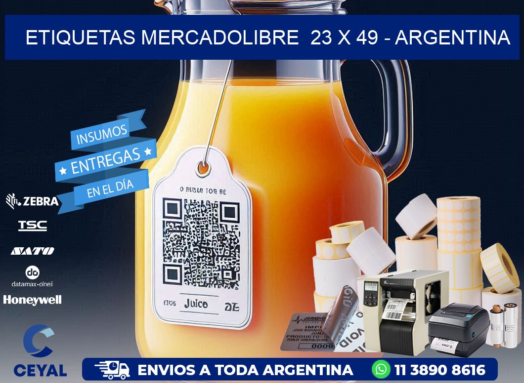 ETIQUETAS MERCADOLIBRE  23 x 49 - ARGENTINA