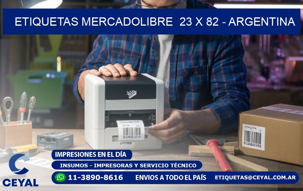 ETIQUETAS MERCADOLIBRE  23 x 82 - ARGENTINA