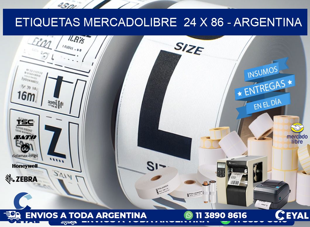 ETIQUETAS MERCADOLIBRE  24 x 86 - ARGENTINA