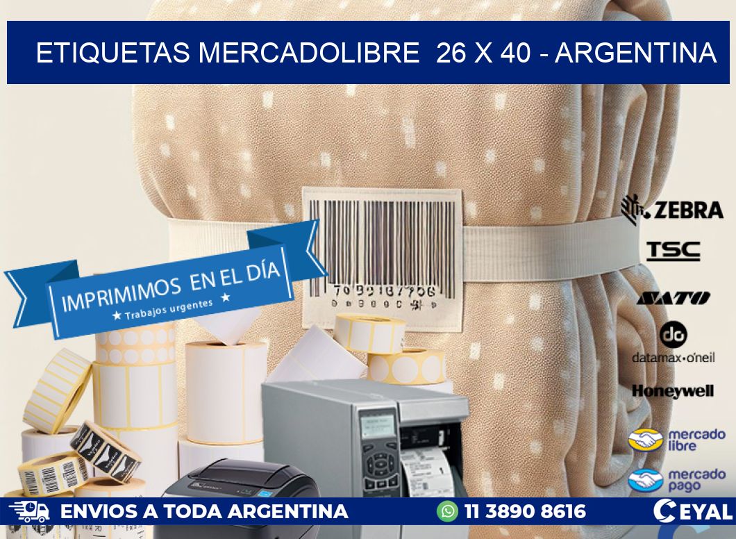 ETIQUETAS MERCADOLIBRE  26 x 40 - ARGENTINA