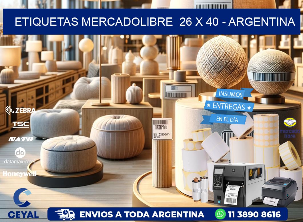 ETIQUETAS MERCADOLIBRE  26 x 40 - ARGENTINA