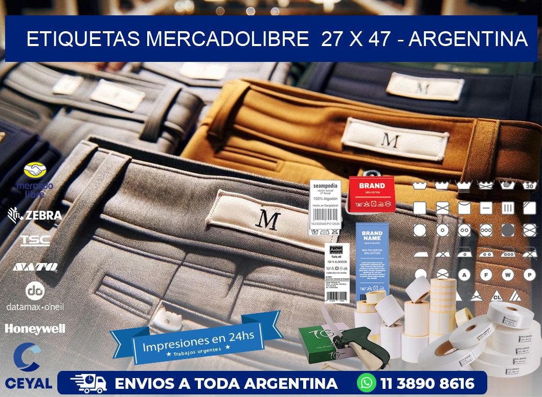 ETIQUETAS MERCADOLIBRE  27 x 47 - ARGENTINA