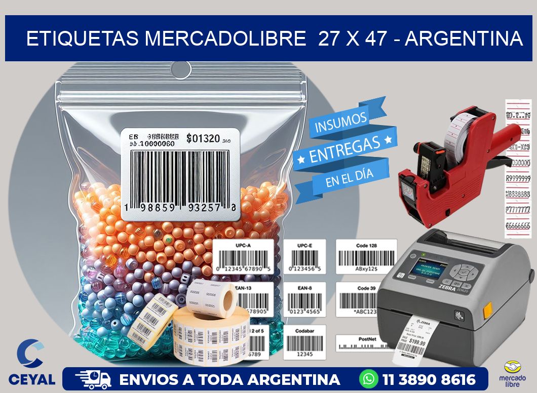 ETIQUETAS MERCADOLIBRE  27 x 47 - ARGENTINA