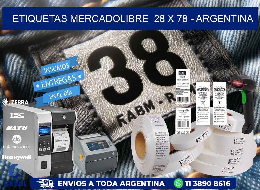 ETIQUETAS MERCADOLIBRE  28 x 78 - ARGENTINA