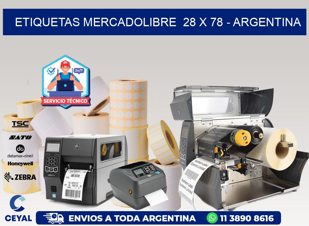 ETIQUETAS MERCADOLIBRE  28 x 78 - ARGENTINA