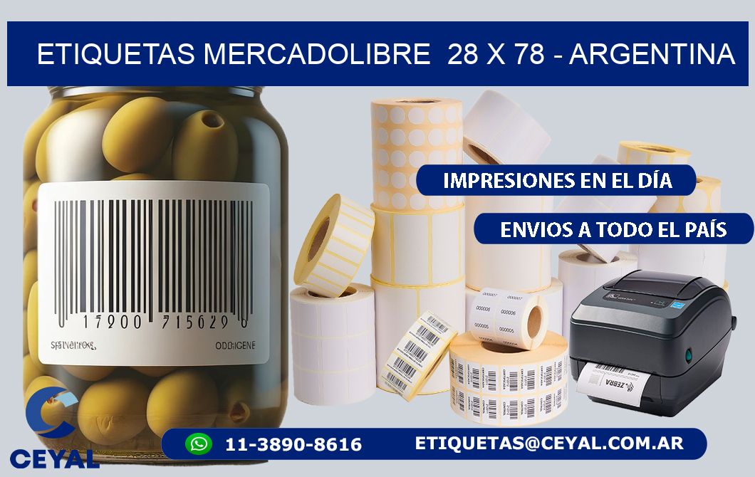 ETIQUETAS MERCADOLIBRE  28 x 78 - ARGENTINA