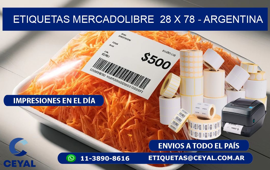 ETIQUETAS MERCADOLIBRE  28 x 78 - ARGENTINA