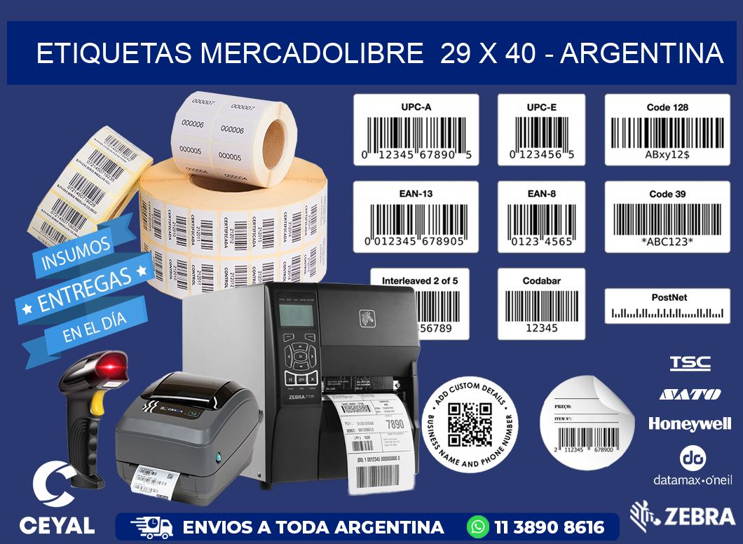 ETIQUETAS MERCADOLIBRE  29 x 40 - ARGENTINA