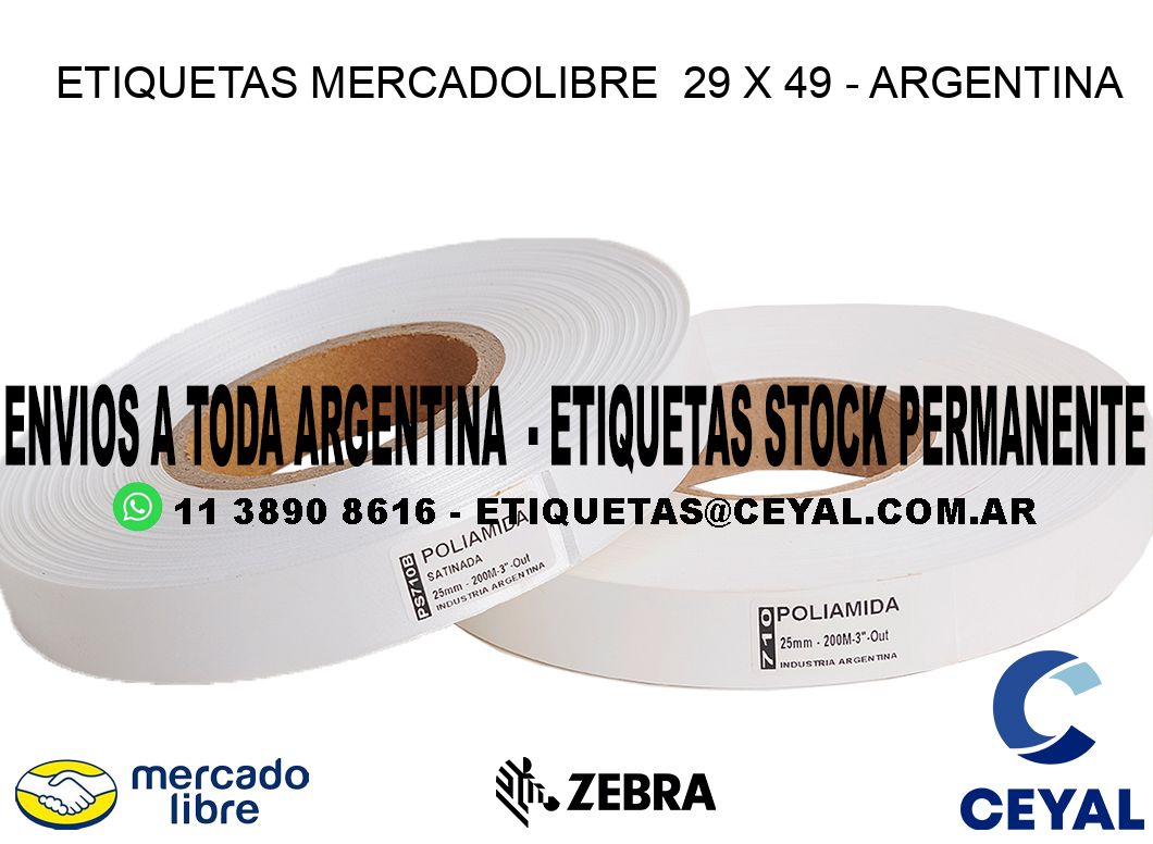 ETIQUETAS MERCADOLIBRE  29 x 49 - ARGENTINA