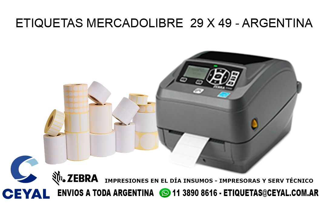 ETIQUETAS MERCADOLIBRE  29 x 49 - ARGENTINA