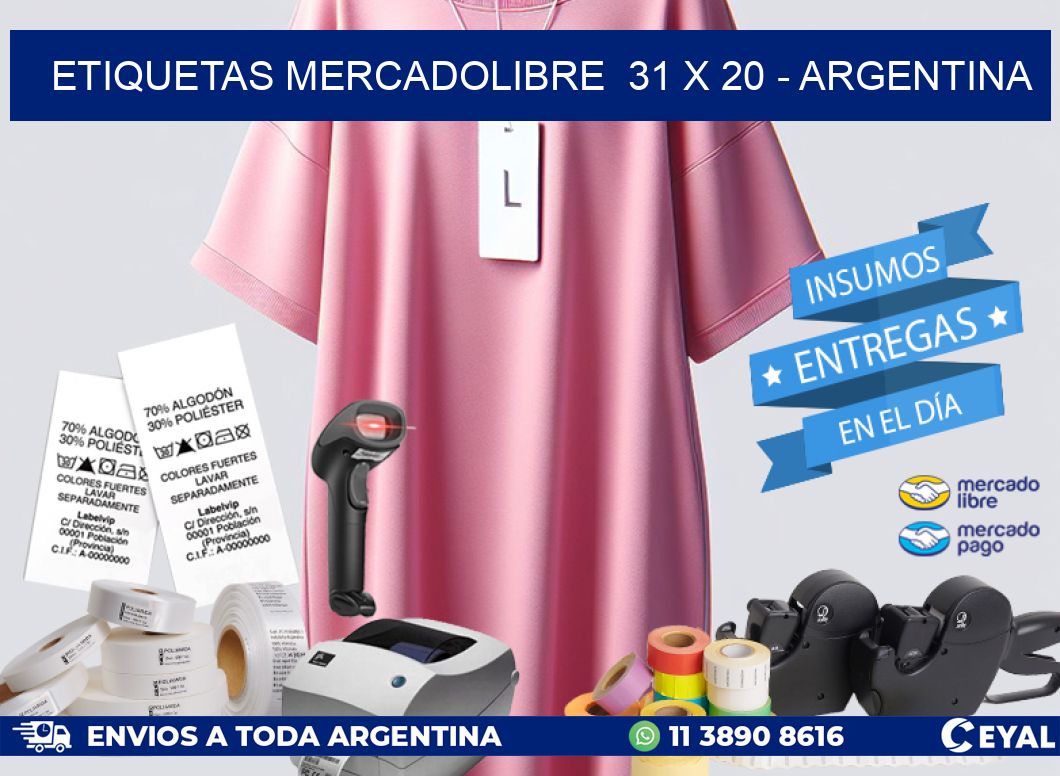 ETIQUETAS MERCADOLIBRE  31 x 20 – ARGENTINA