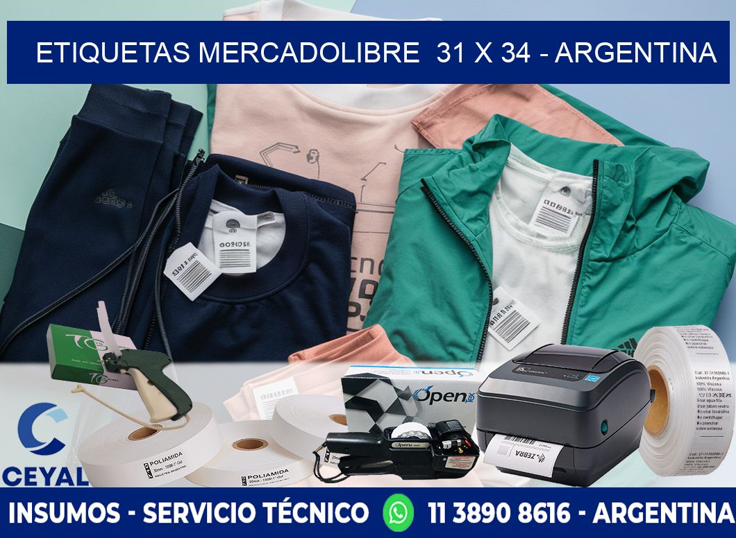 ETIQUETAS MERCADOLIBRE  31 x 34 - ARGENTINA