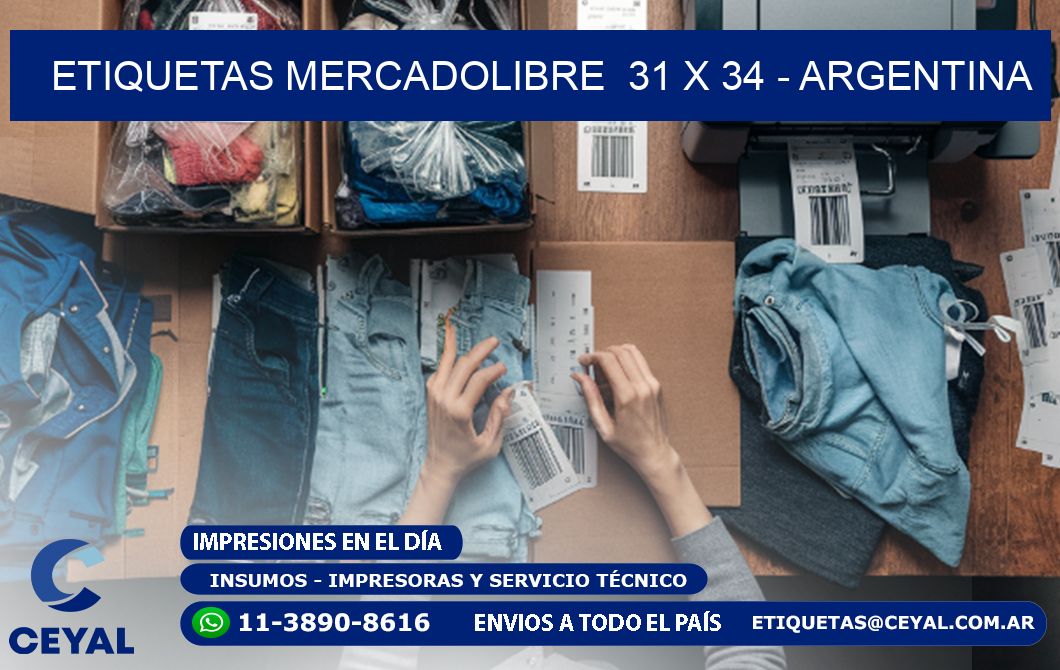 ETIQUETAS MERCADOLIBRE  31 x 34 - ARGENTINA