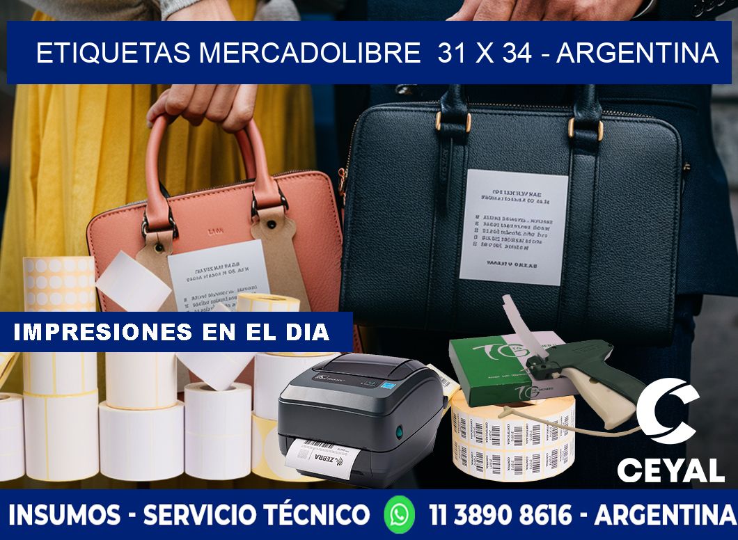 ETIQUETAS MERCADOLIBRE  31 x 34 - ARGENTINA