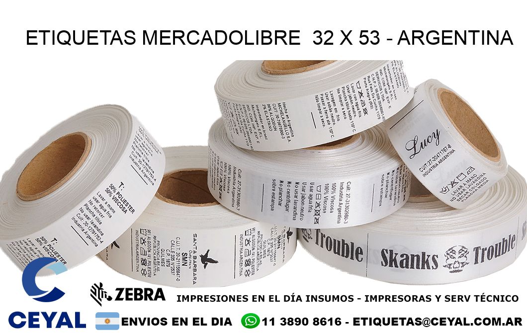 ETIQUETAS MERCADOLIBRE  32 x 53 - ARGENTINA