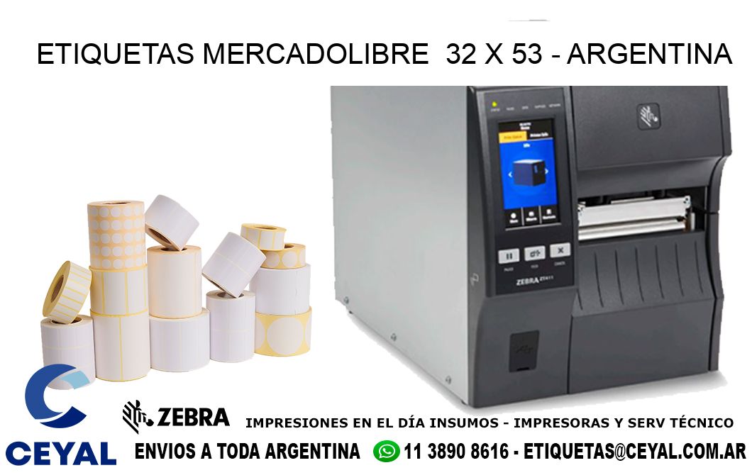 ETIQUETAS MERCADOLIBRE  32 x 53 - ARGENTINA