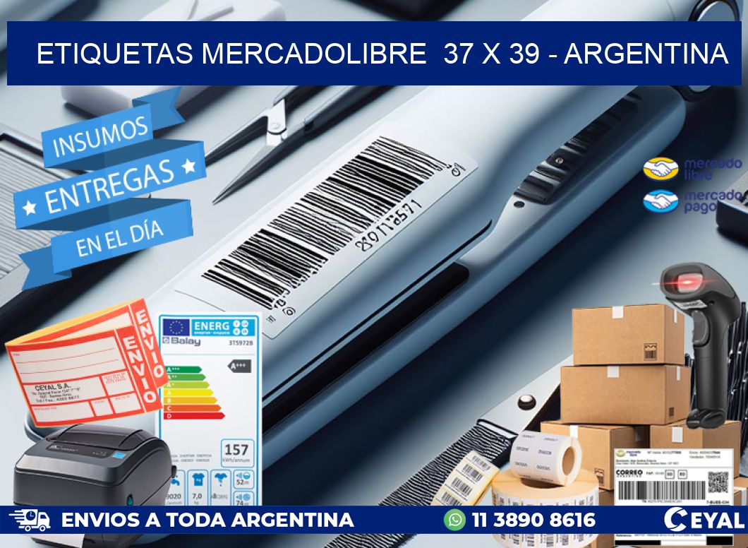 ETIQUETAS MERCADOLIBRE  37 x 39 - ARGENTINA