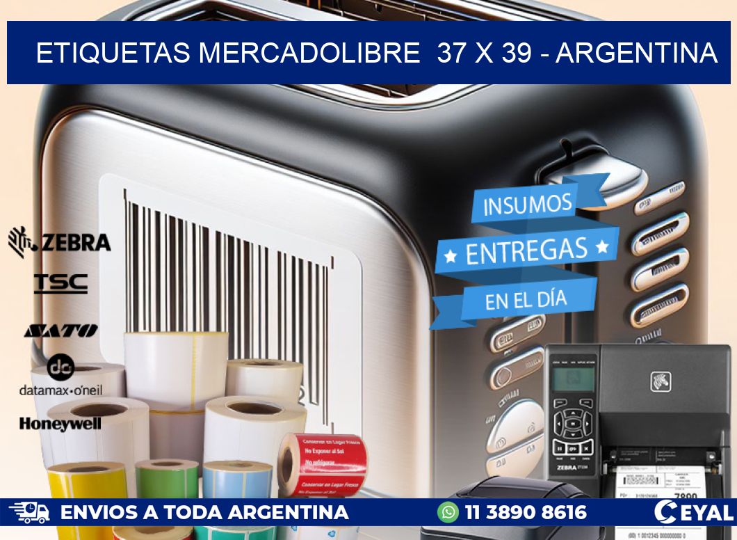 ETIQUETAS MERCADOLIBRE  37 x 39 - ARGENTINA