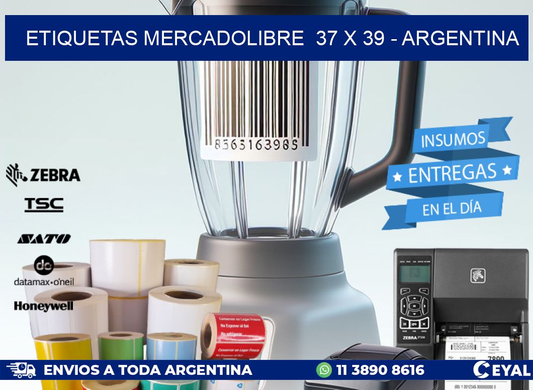 ETIQUETAS MERCADOLIBRE  37 x 39 - ARGENTINA