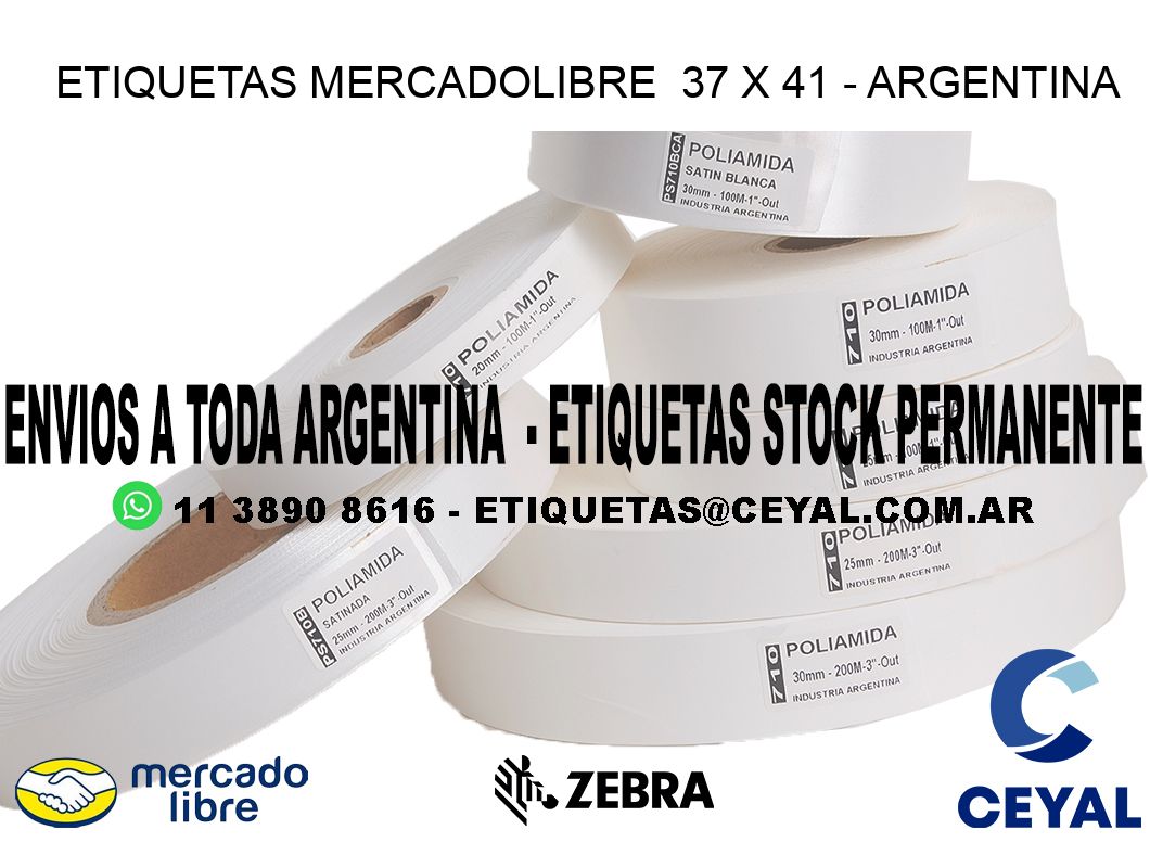 ETIQUETAS MERCADOLIBRE  37 x 41 - ARGENTINA