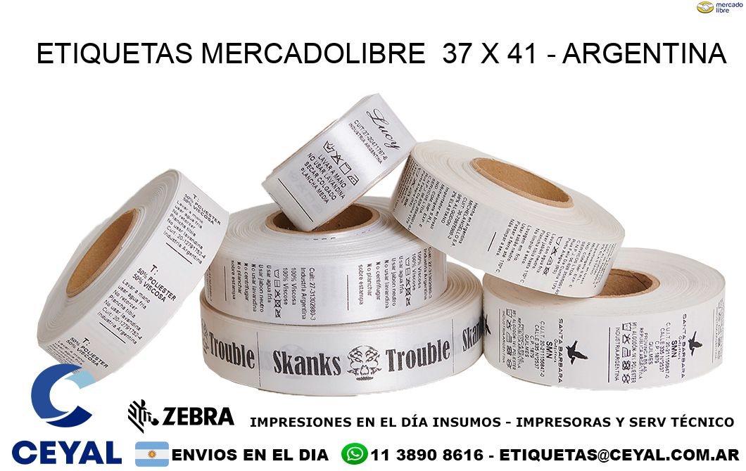 ETIQUETAS MERCADOLIBRE  37 x 41 - ARGENTINA