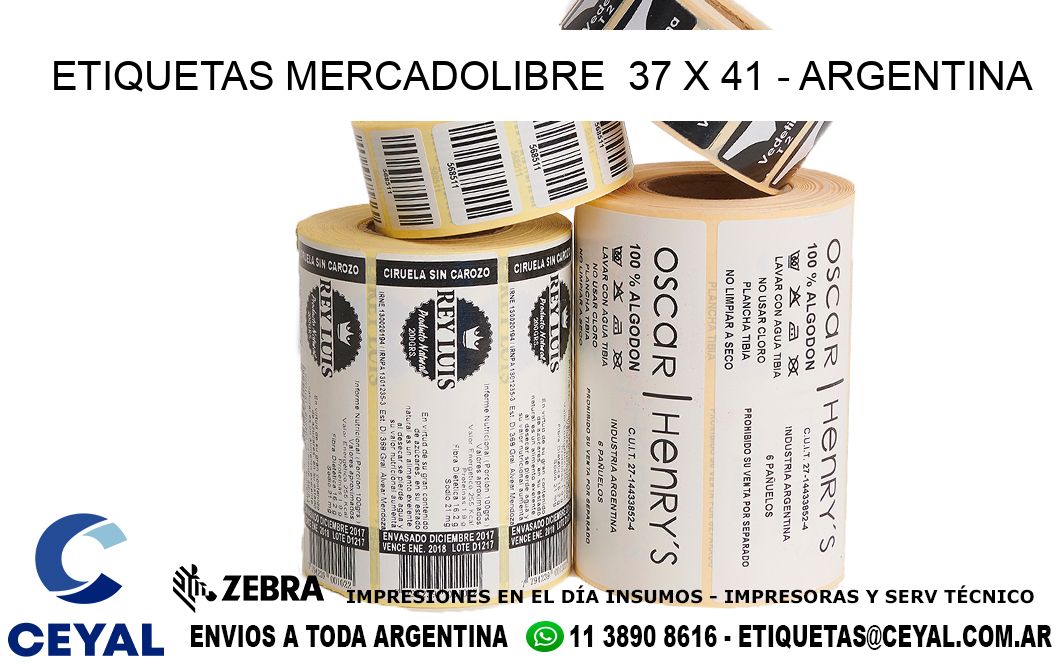 ETIQUETAS MERCADOLIBRE  37 x 41 - ARGENTINA