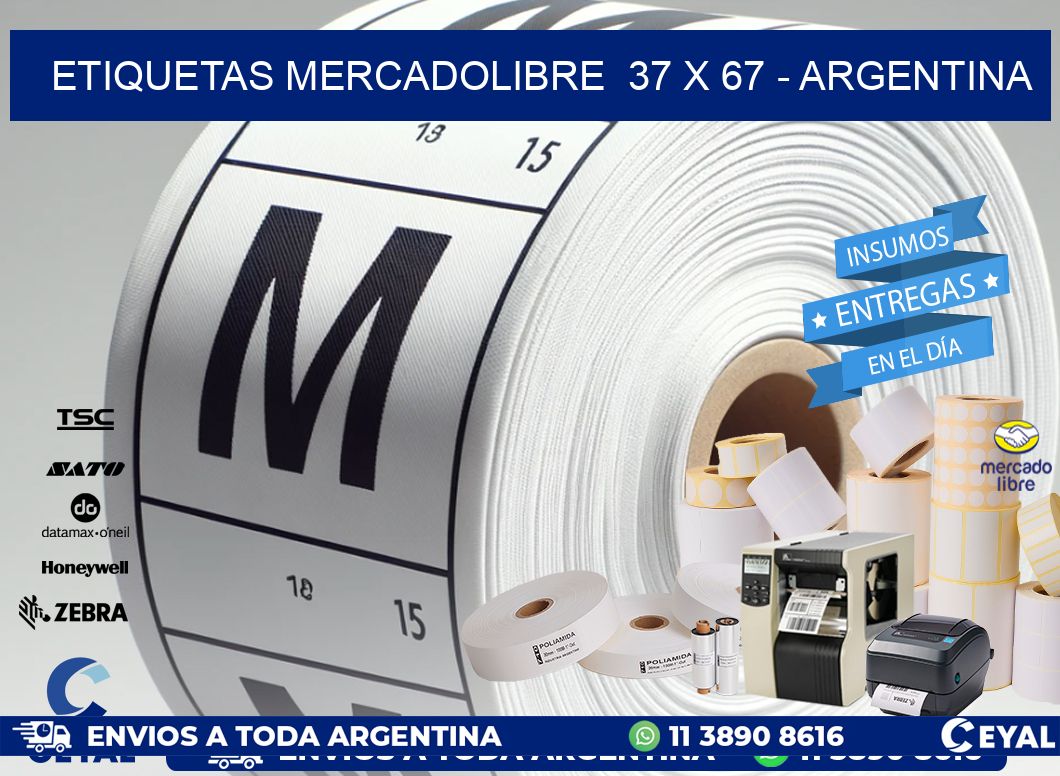 ETIQUETAS MERCADOLIBRE  37 x 67 - ARGENTINA