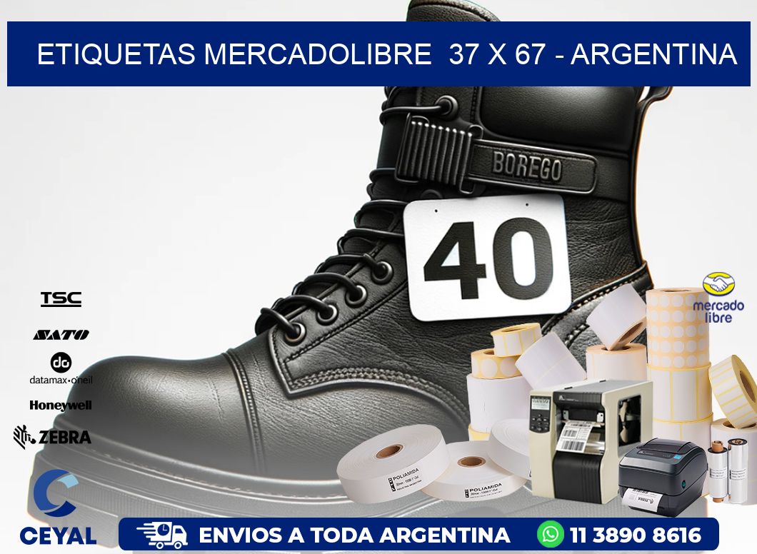 ETIQUETAS MERCADOLIBRE  37 x 67 - ARGENTINA