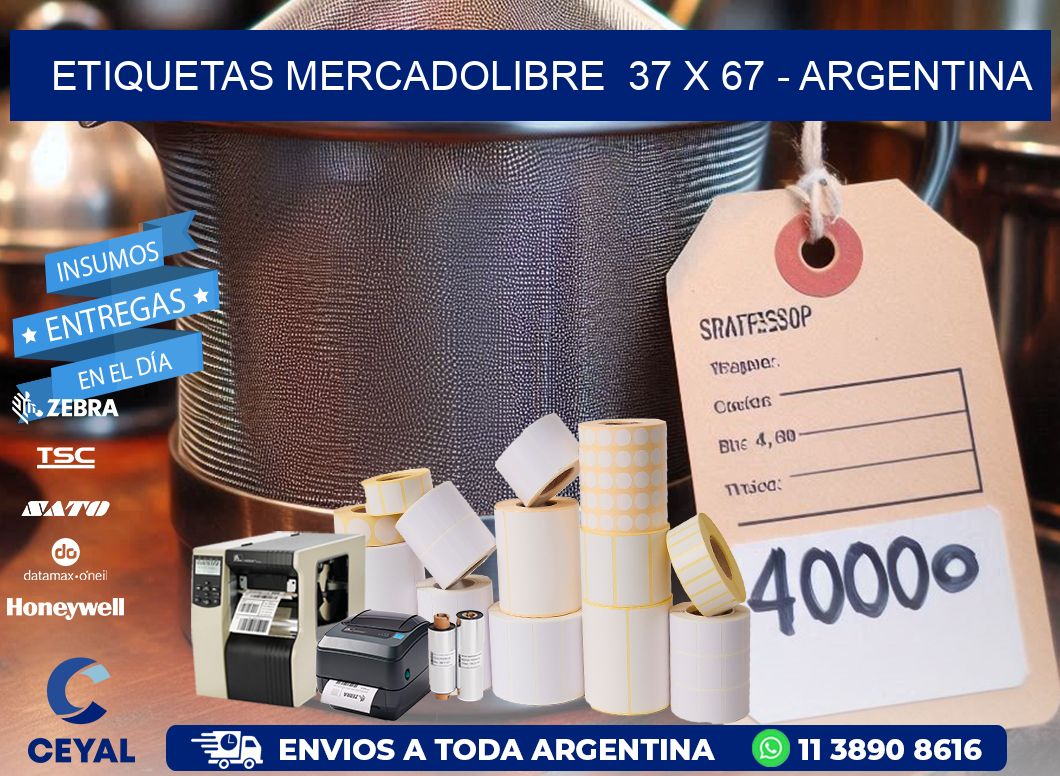 ETIQUETAS MERCADOLIBRE  37 x 67 - ARGENTINA