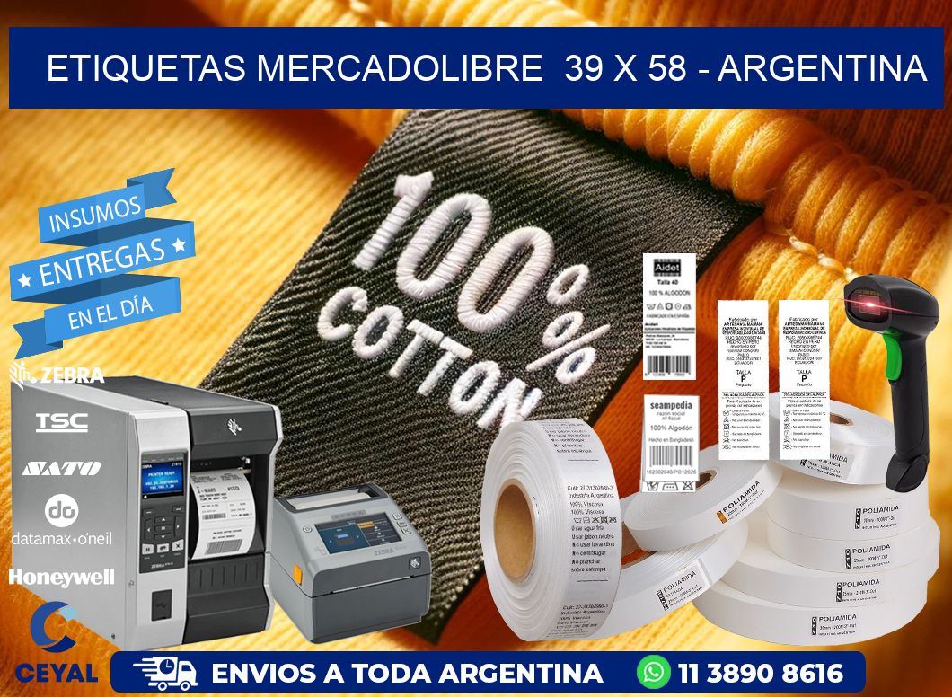 ETIQUETAS MERCADOLIBRE  39 x 58 - ARGENTINA