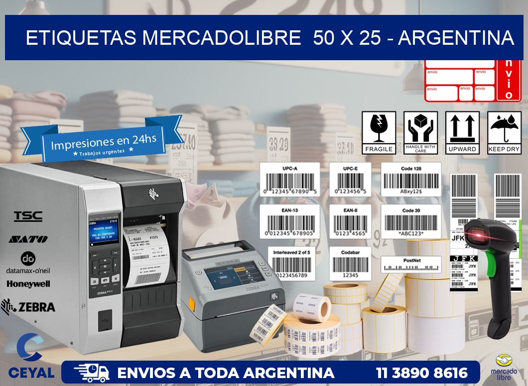 ETIQUETAS MERCADOLIBRE 50 x 25 - ARGENTINA